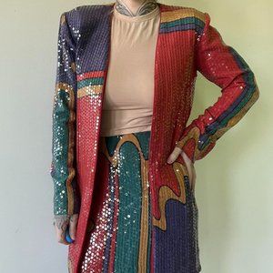 Sansappelle Women's Purple and Red 2 PC Skirt & Jacket Set Fancy-Dress Size 6